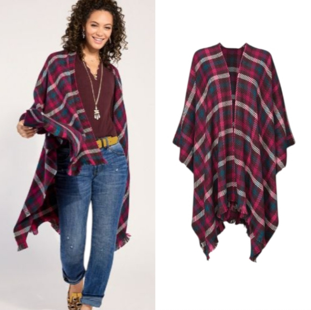 Cabi 4595 Sante Fe Plaid Poncho Wrap